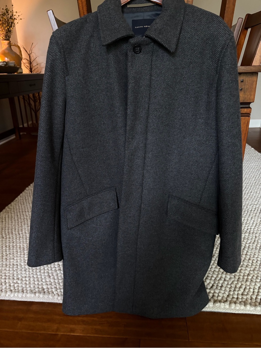 Banana Republic Dark Charcoal Herringbone Pea Coat